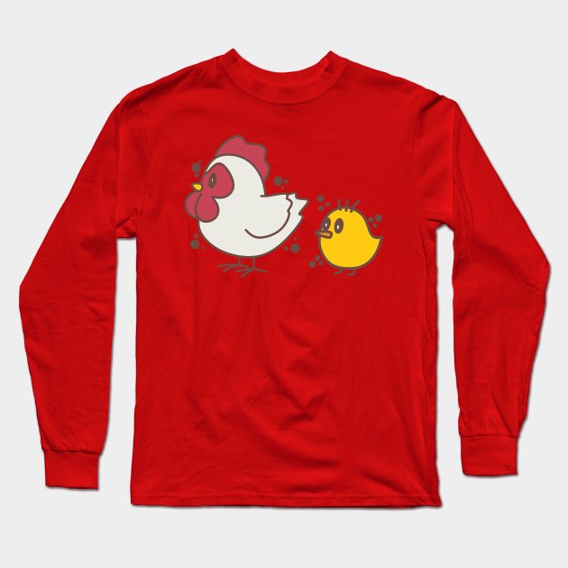 Mom and litle chiken Long Sleeve T-Shirt by B&E